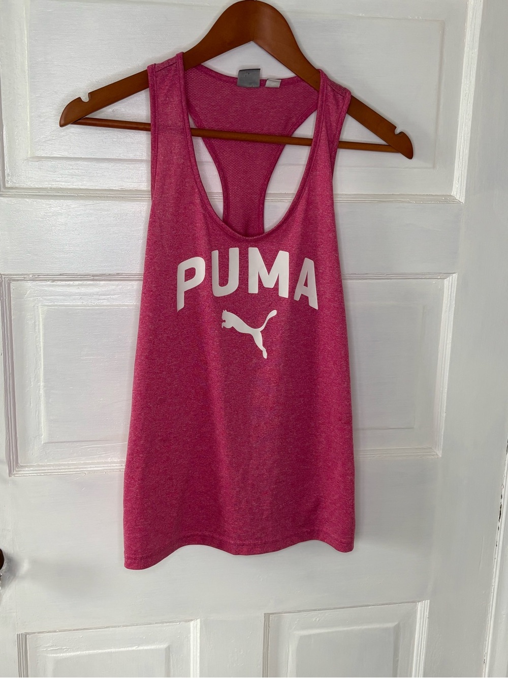 Puma Women's Heather Raspberry Racerback Tank with White Logo